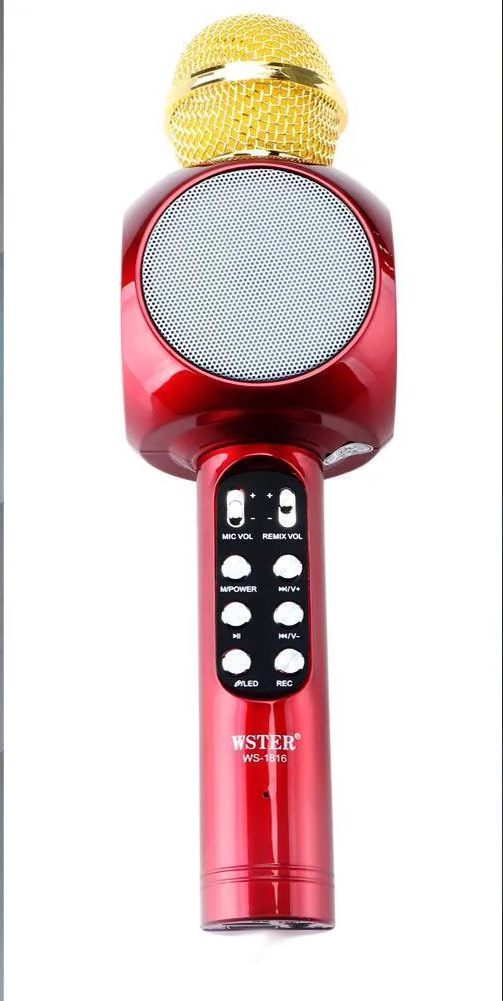 

Микрофон-колонка Wster bluetooth WS-1816 красныйй в чехле