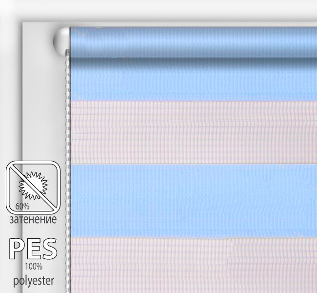 

Рулонная штора Sunroll день-ночь Небесно голубой 150х170см