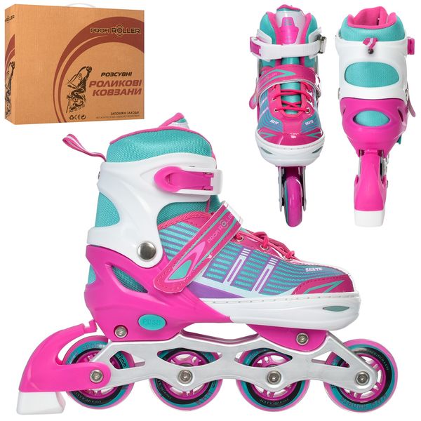 

Ролики Profi A 4139-L-P (39-42) Розовые, раздвижные, колеса ПУ 70 мм