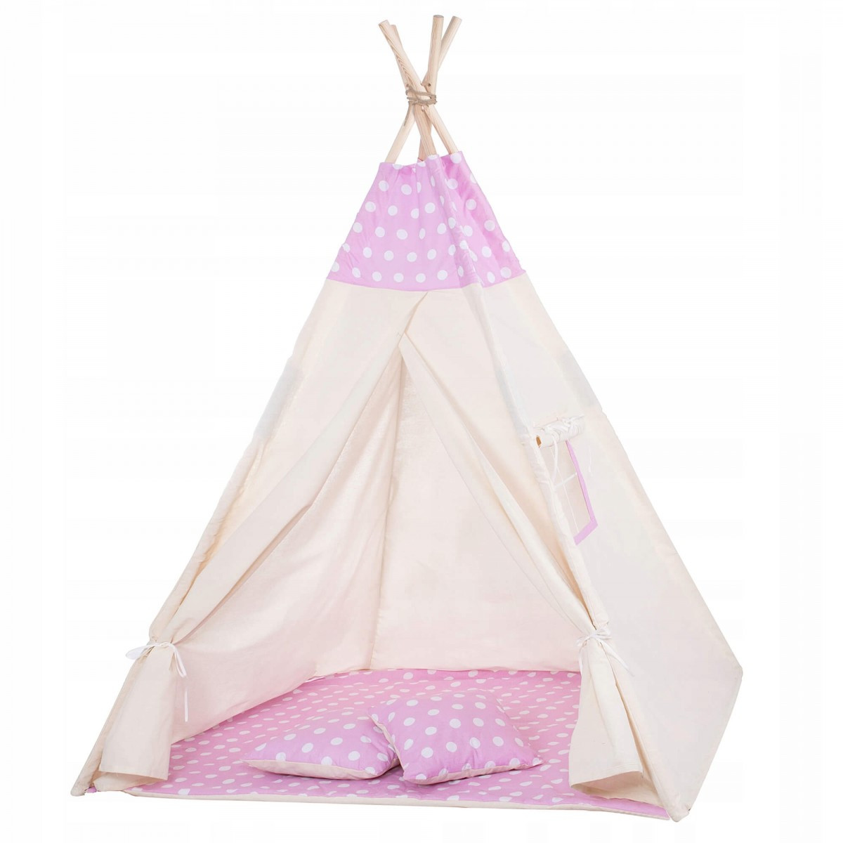 

Детская палатка Вигвам SPRINGOS TIPI Игровой домик для детей 120 х 100 см Хлопок Белый розовый (TIP09) XXL