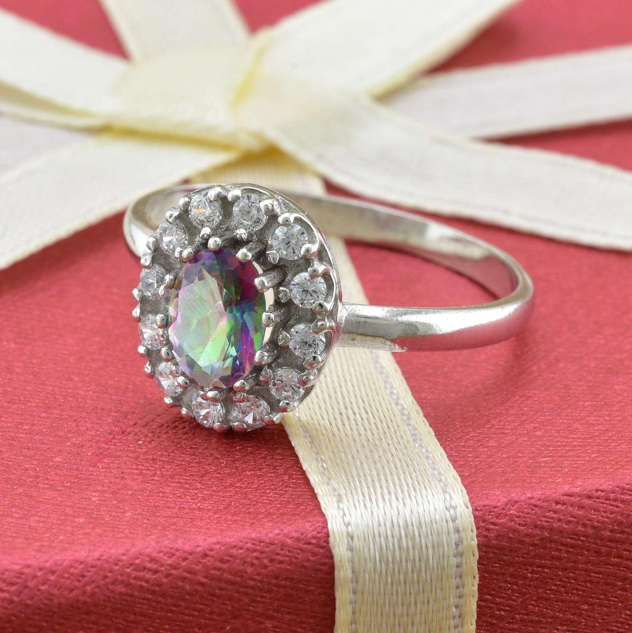 

Серебряное кольцо Карамель мистик фианиты 18.5