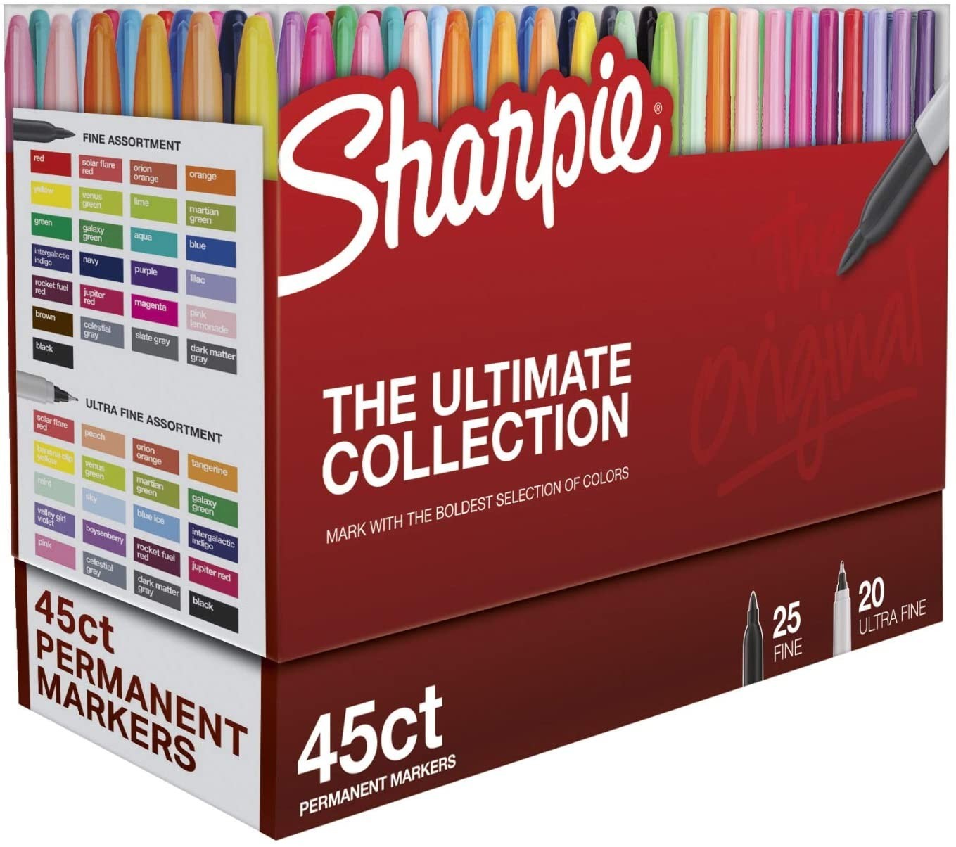 

Маркеры перманентные Sharpie Permanent Markers, Fine and Ultra Fine Points 45 шт. (‎‎2011580)