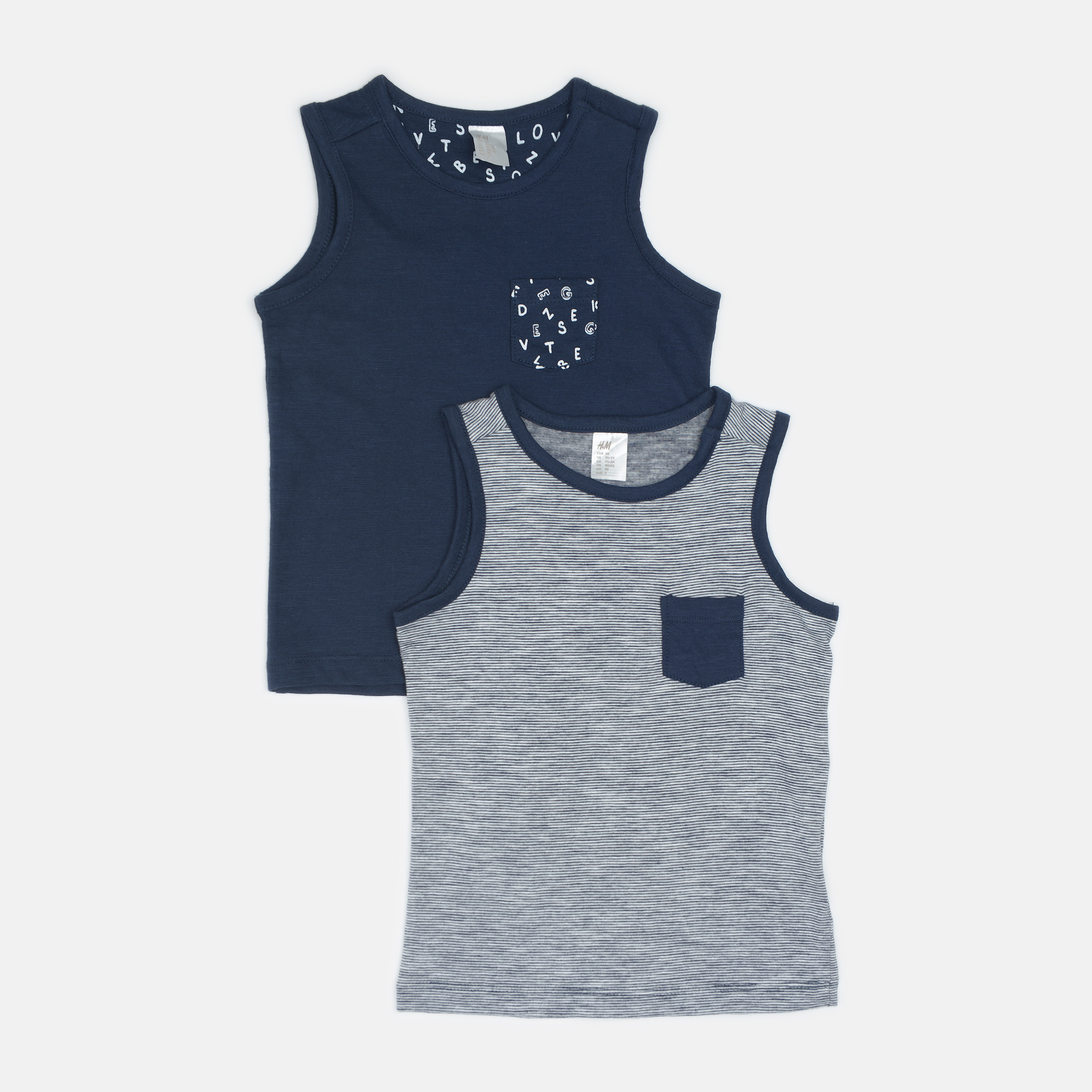 

Майка H&M 51574761 92 см 2 шт Темно-синяя