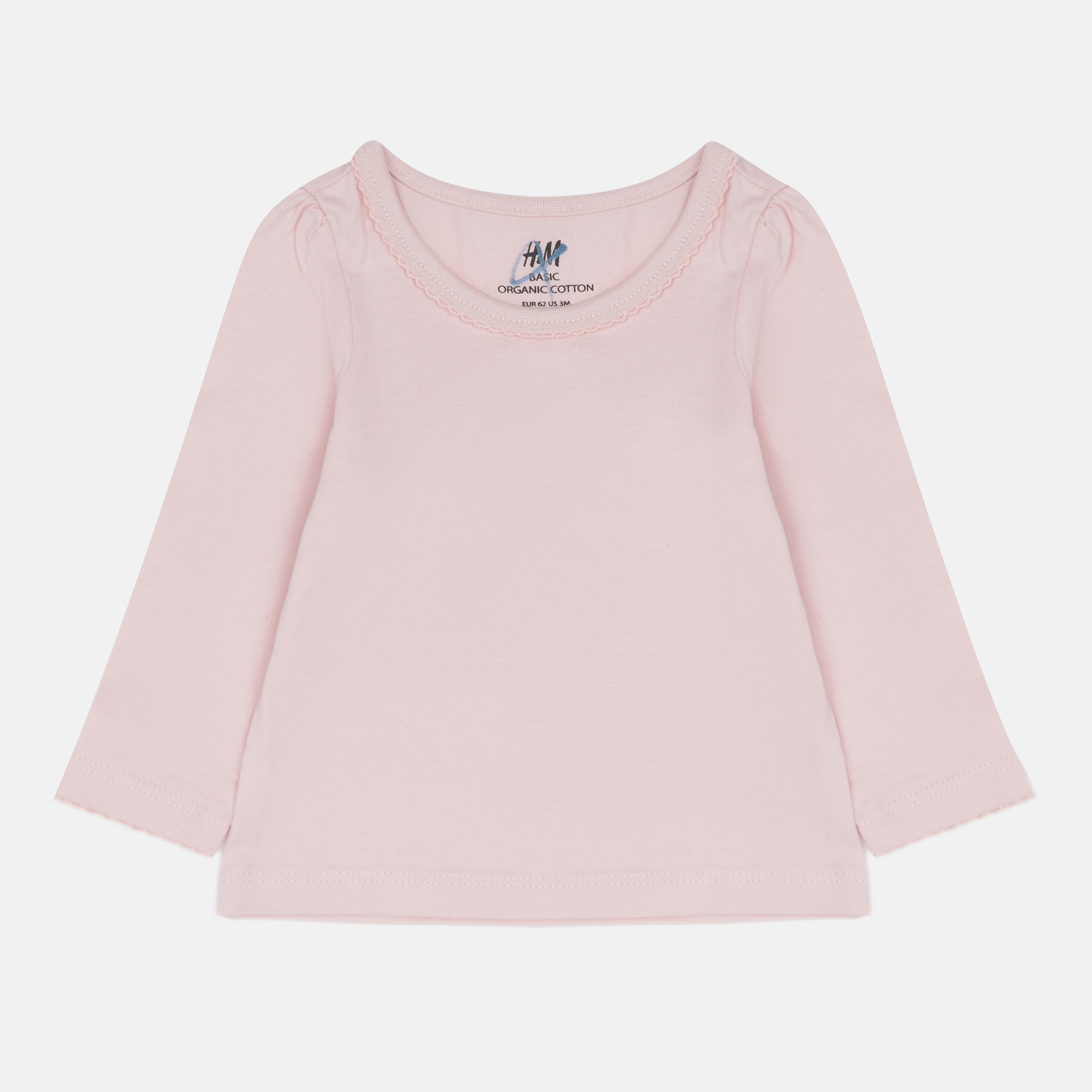 

Футболка с длинными рукавами H&M 1904-6358952 62 см Светло-розовая