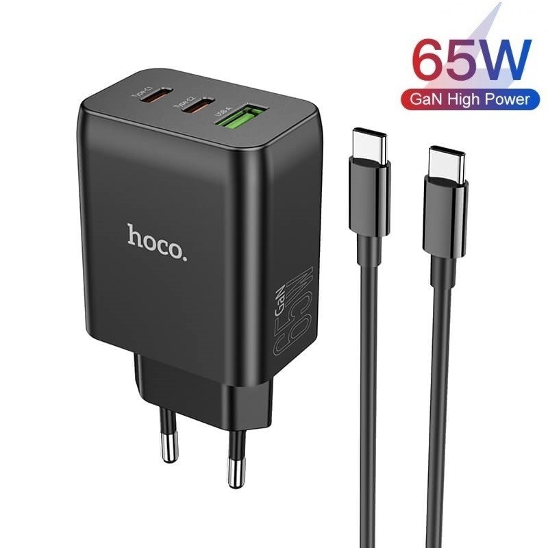 

Зарядное устройство Hoco Quick Charger 65W (2 Type-С+USB) + кабель USB-C 100W