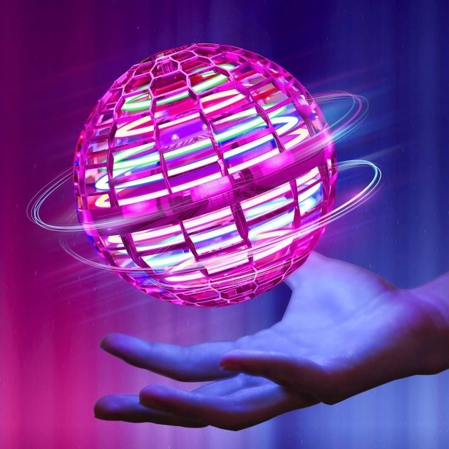

Летающий светящийся шар JZK Gyrosphere спиннер бумеранг, игрушка для детей. Розовый