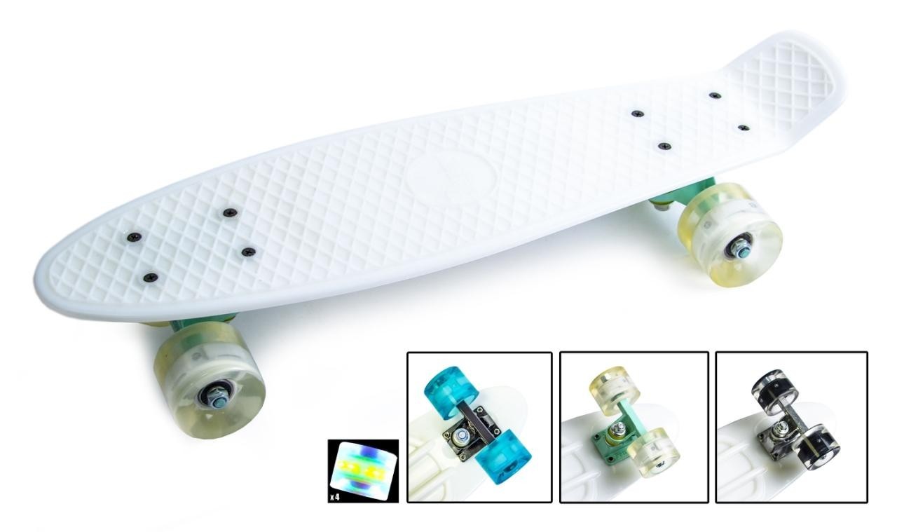 

Скейтборд Пенни борд Penny Board 22" White Белый Светящиеся колеса