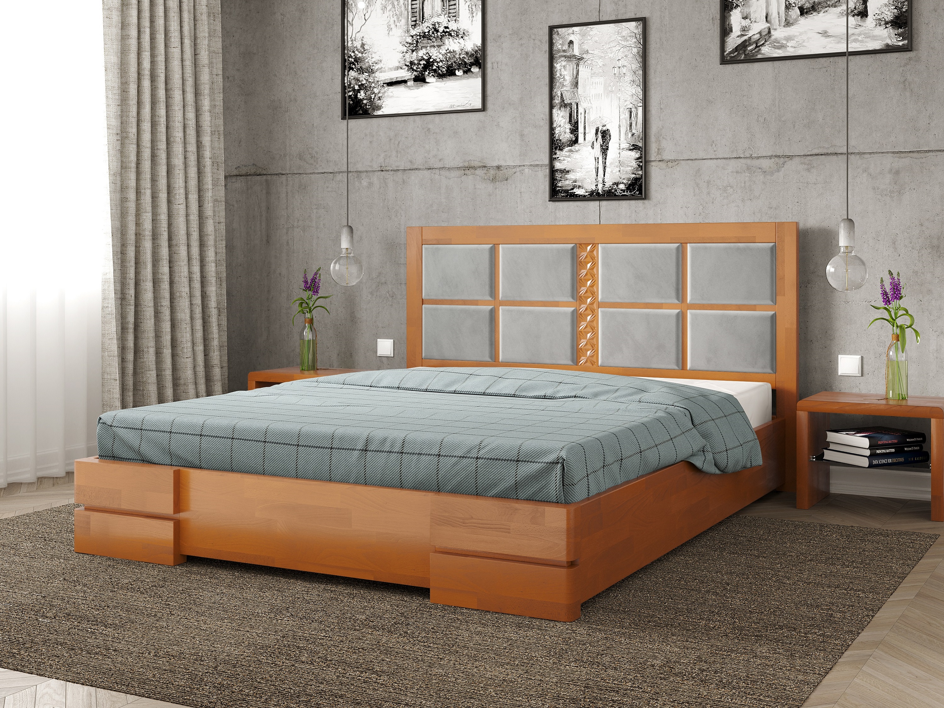 

Кровать Кардинал 2 Arbordrev (160*190) бук Ольха + Riviera 21