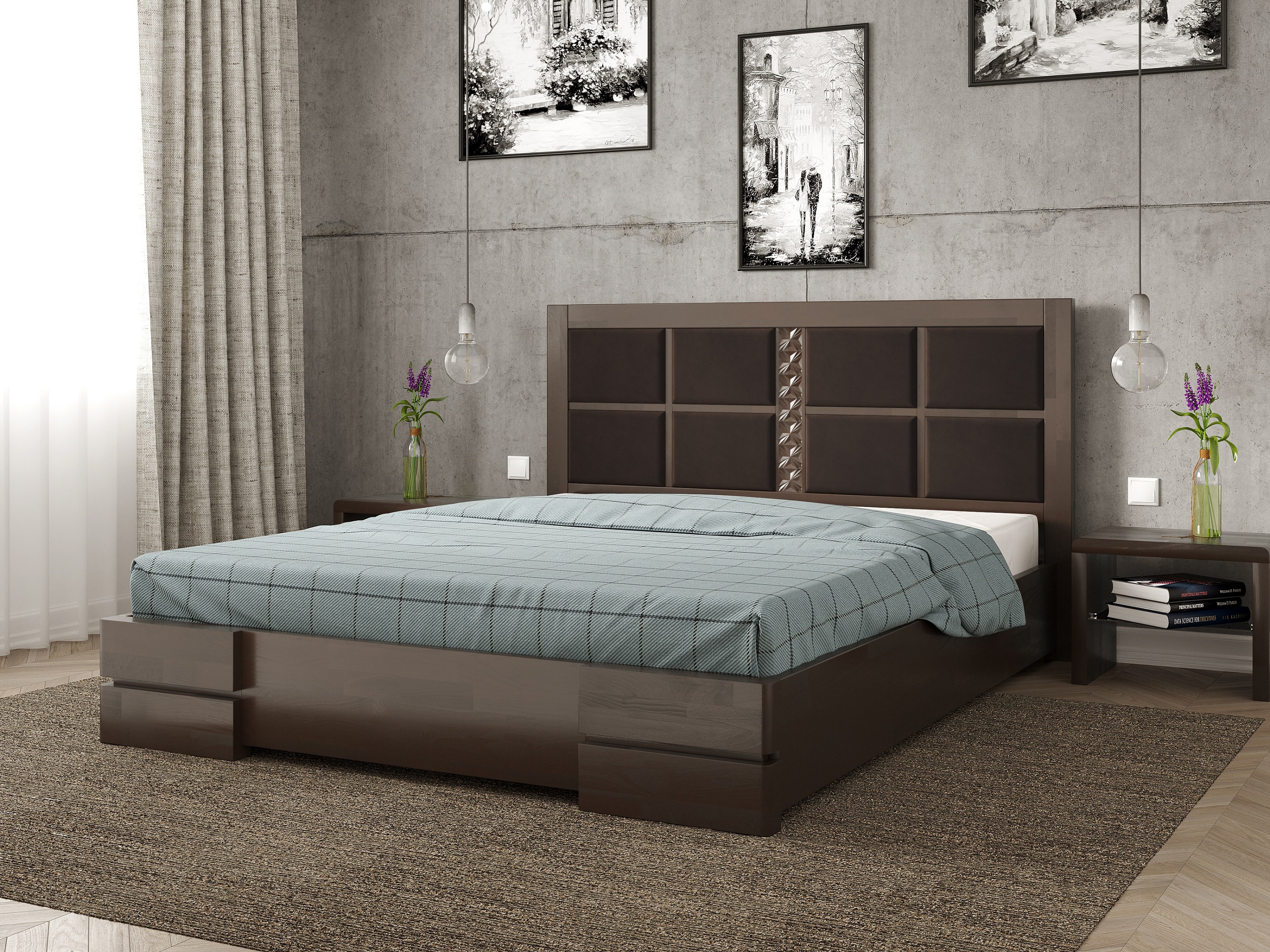

Кровать Кардинал 2 Arbordrev (180*190) сосна Темный Орех + Riviera 28