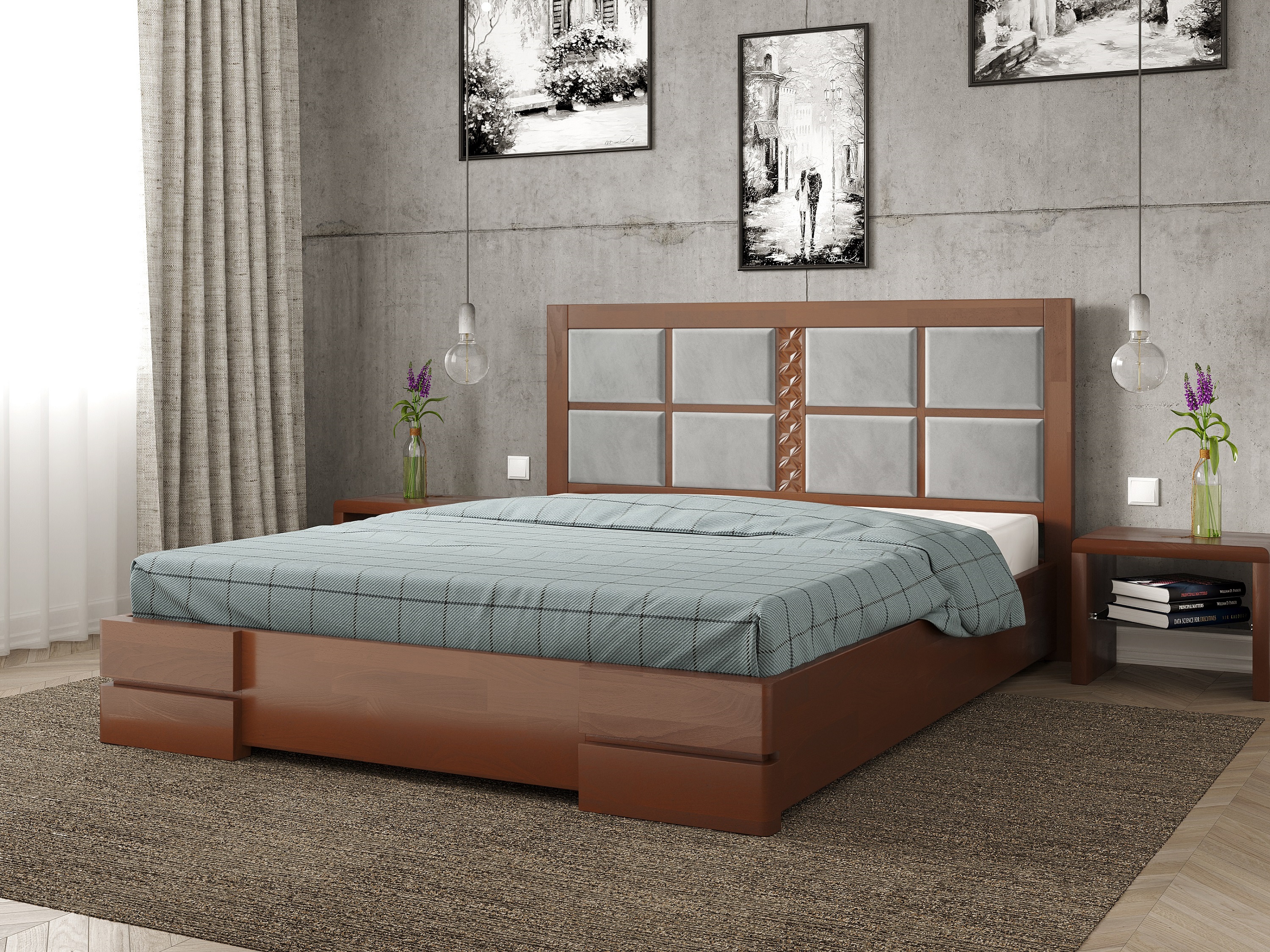 

Кровать Кардинал 2 Arbordrev (160*190) бук Яблоня + Riviera 21