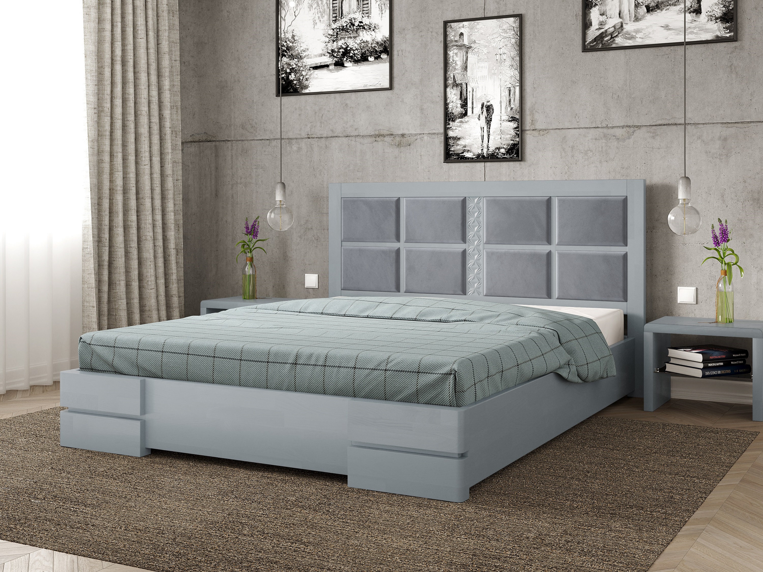 

Кровать Кардинал 2 Arbordrev (160*200) сосна Серый + Riviera 80