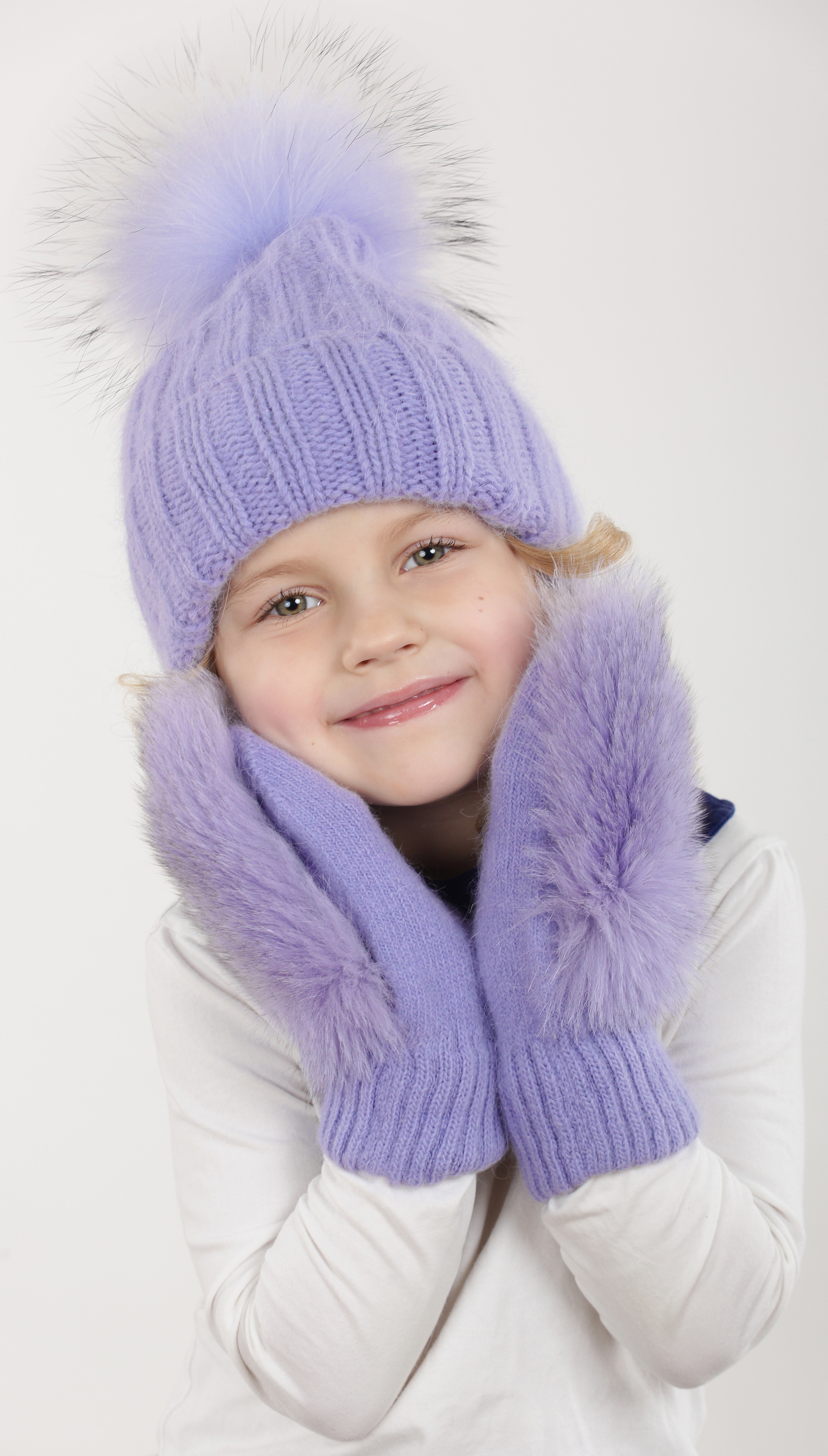 

Зимний комплект (шапка + варежки) Anmerino Zarina 56-58 см Лавандовая