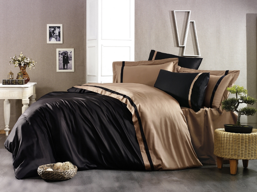 

Постельное белье Grazie Home евро, сатин делюкс (100%хлопок) Elite Цвета: черно-коричневый