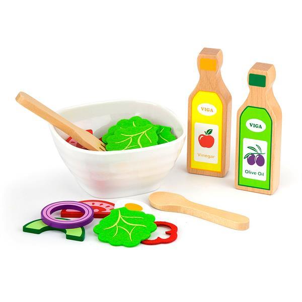 

Игрушечные продукты Viga Toys Набор для салата из дерева, 36 эл. (SKU-51605) 42 x 24 x 7 см