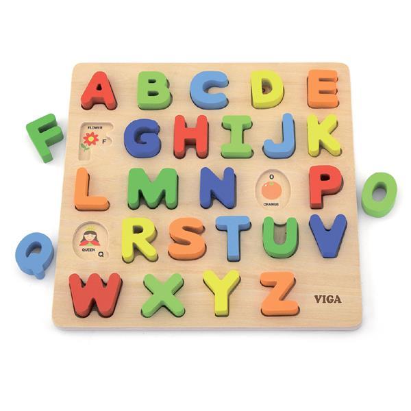 

Деревянный пазл Viga Toys Английский алфавит, заглавные буквы (SKU-50124) 31 x 3 x 31 см