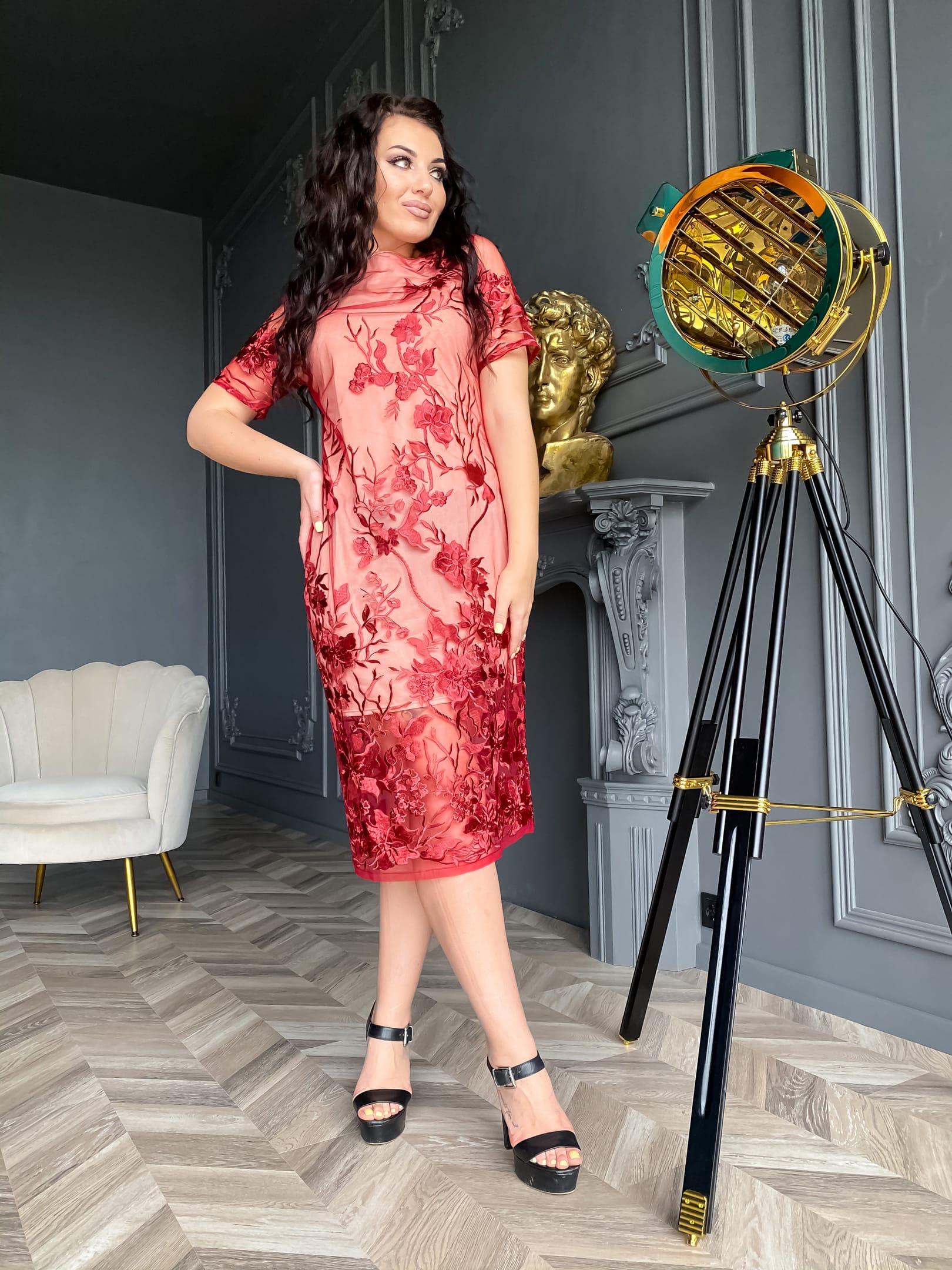 

Платье DNKA с41177/1  Бордо-бежевое, Платье DNKA с41177/1 56 Бордо-бежевое