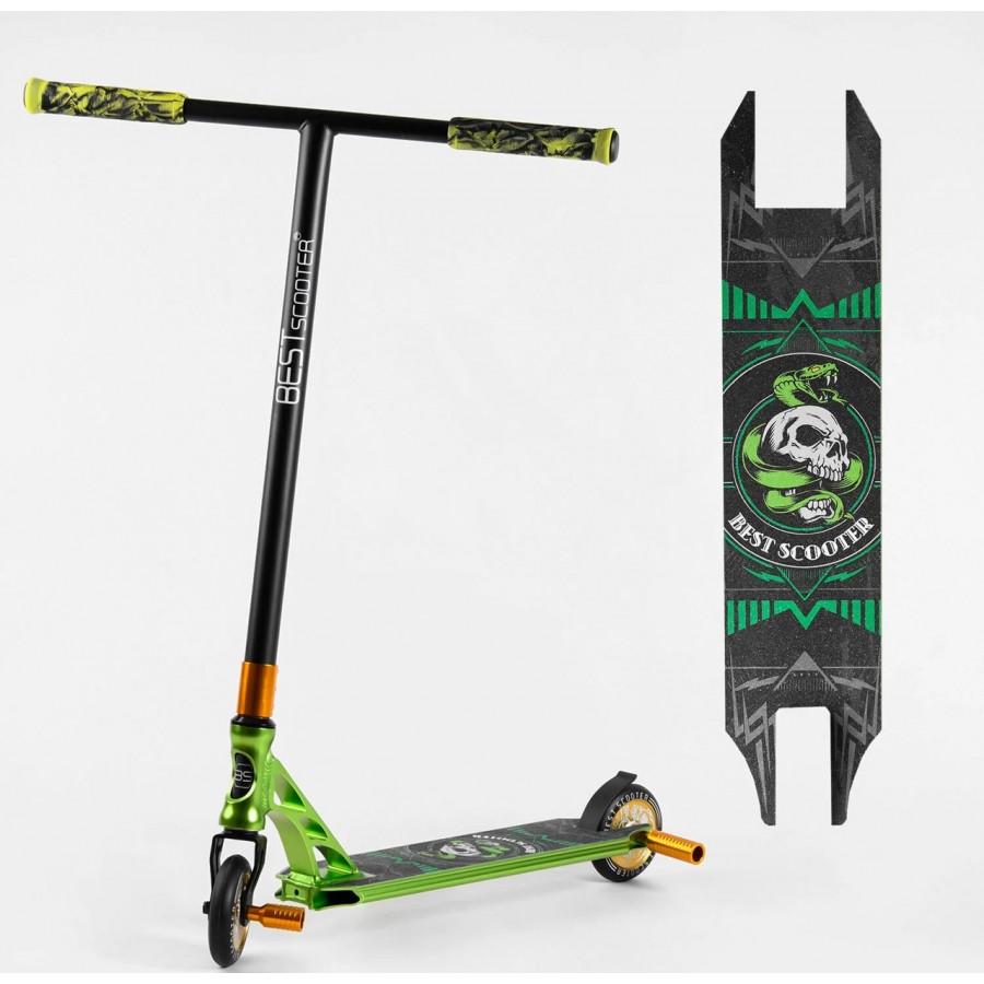 

Самокат трюковый Best Scooter 85784 с HIC системой Пеги Черный с Зеленым