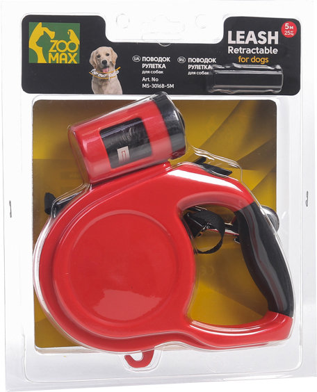 

Поводок рулетка лента ZooMax 5 м с контейнером для мусорных пакетов MS-3016B-5M-Red (4820097809210)