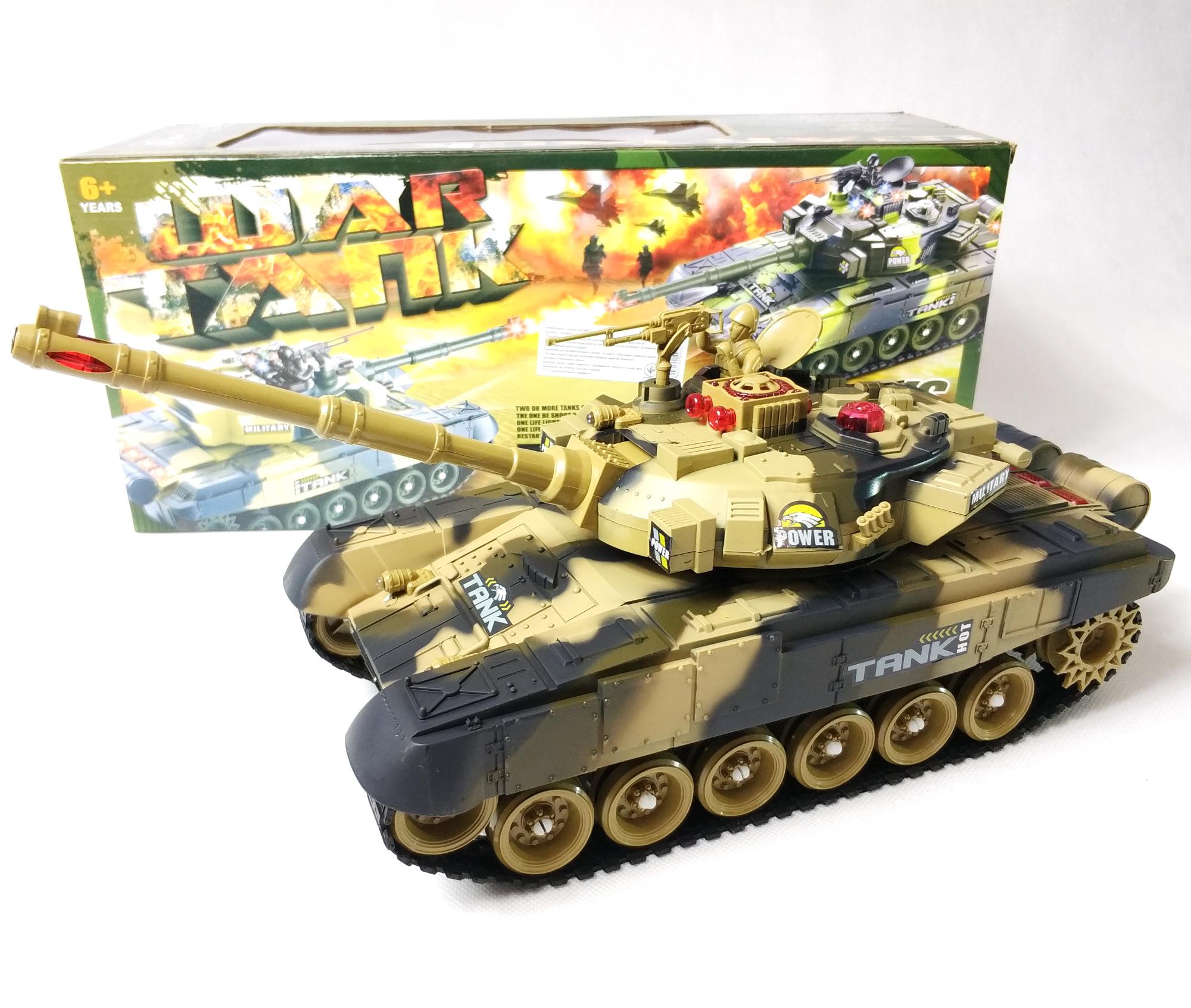 

Боевой детский танк большой на радиоуправлении пульте хаки 55 см. War Tank 1:8