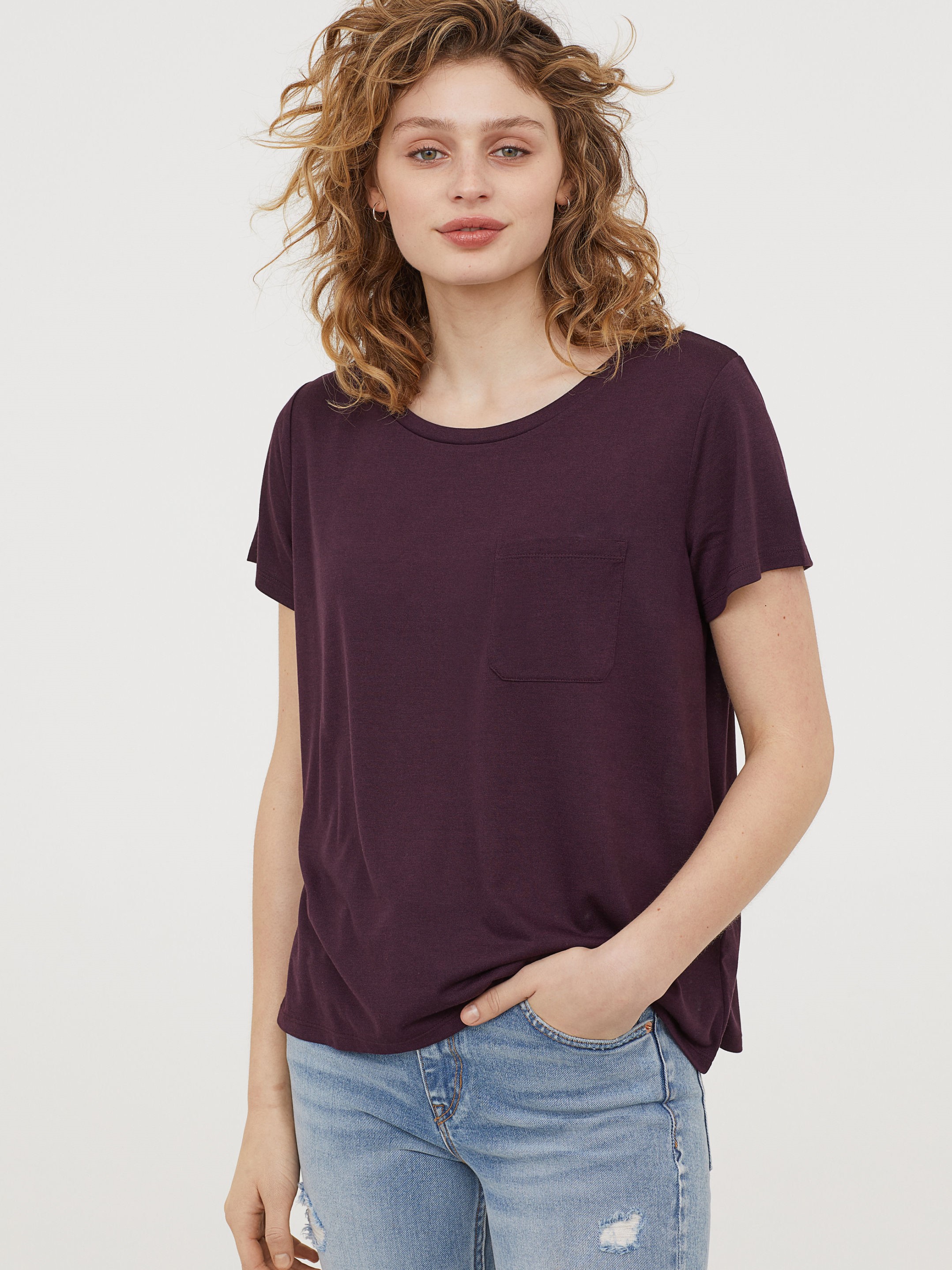 

Футболка H&M XAZ065484AYAY M Темно-фиолетовая