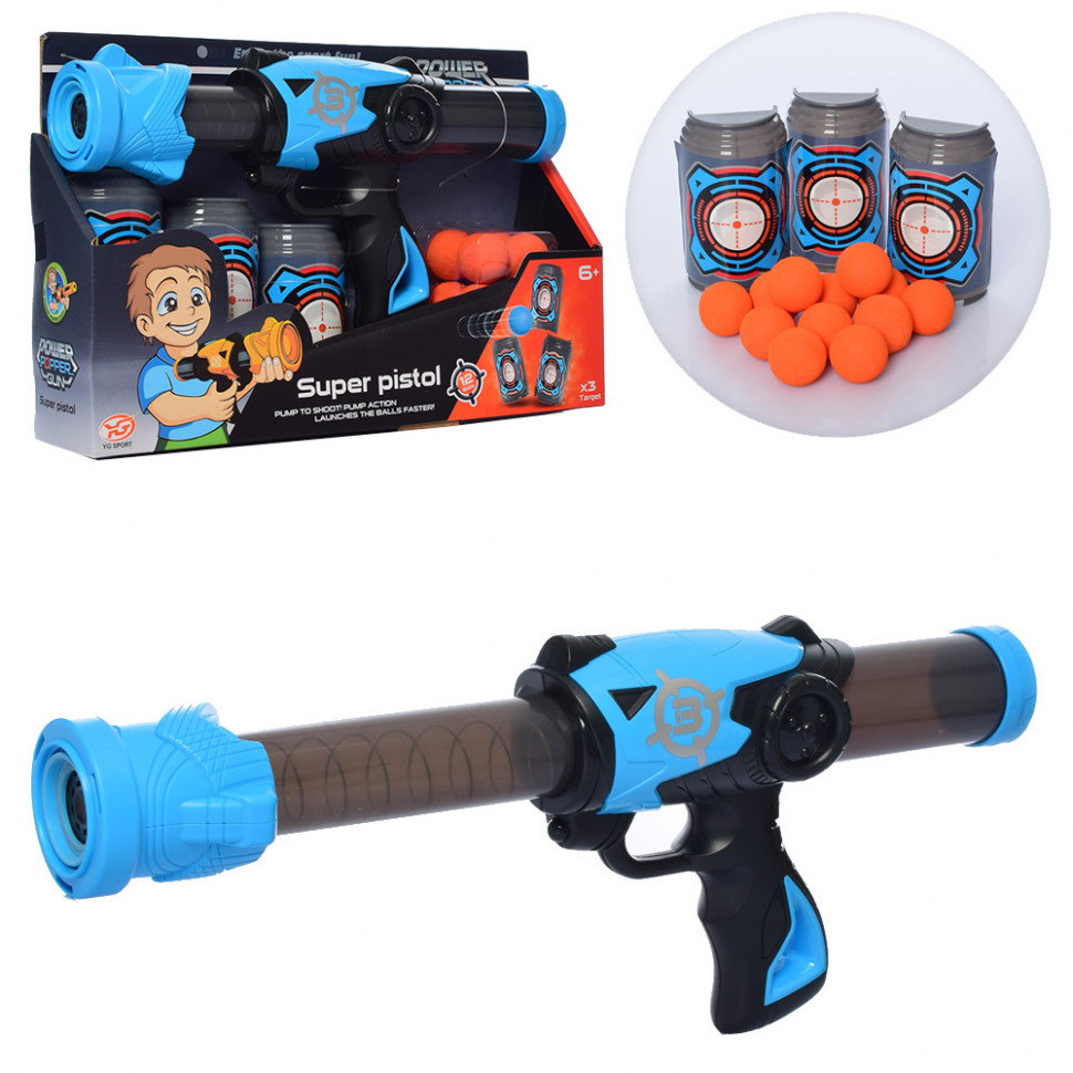 

Детский помповый автомат Metr+ мягкие шарики + мишень (Синий) (YG07P(Blue))