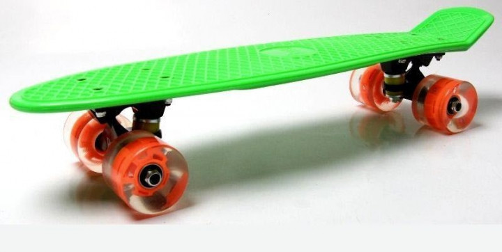 

Скейтборд "Penny Board Light", Зеленый цвет, усиленный пластик, светящиеся колеса
