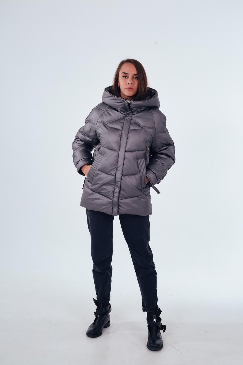 

Модный зимний женский пуховик ZLLY 21508 Графит, Модный зимний женский пуховик ZLLY 21508 Графит S