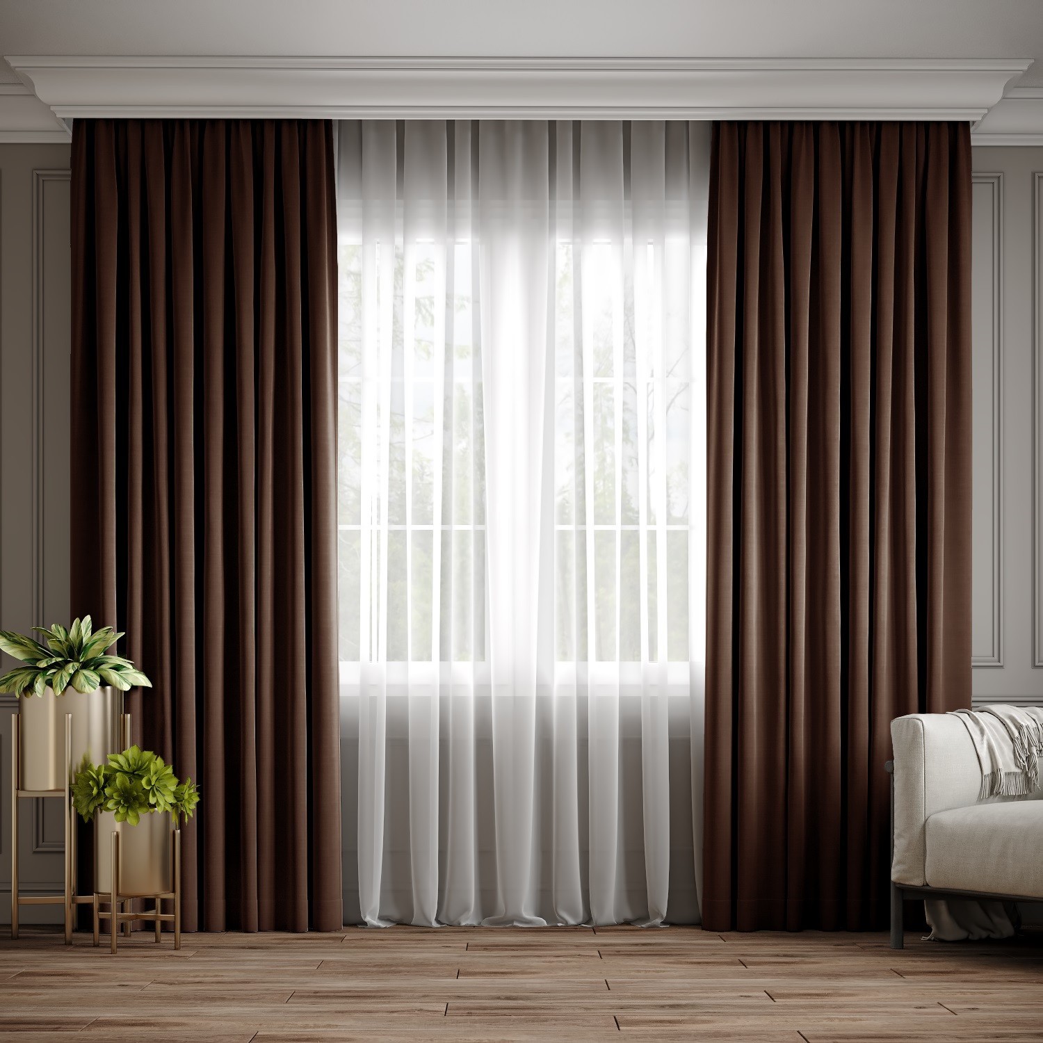 

Комплект штор Ann-Tailor микровелюр Коричневый 300x270 см 2 шт (217)