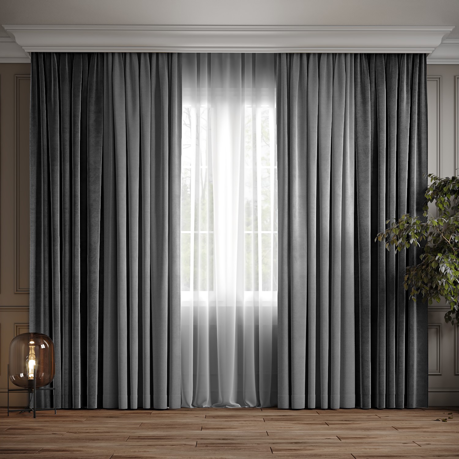 

Комплект двухцветные шторы Ann-Tailor микровелюр Серый с светло-серым 200x270 см 2 шт (372-371)