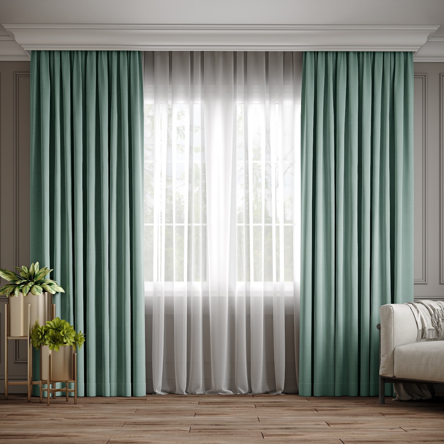 

Комплект штор Ann-Tailor микровелюр Мятный 300x270 см 2 шт (208)