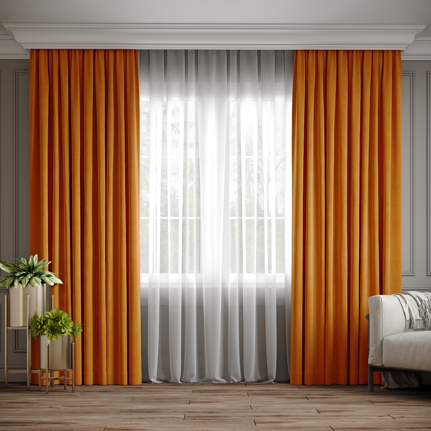 

Комплект штор Ann-Tailor микровелюр Оранжевый 200x270 см 2 шт (106)
