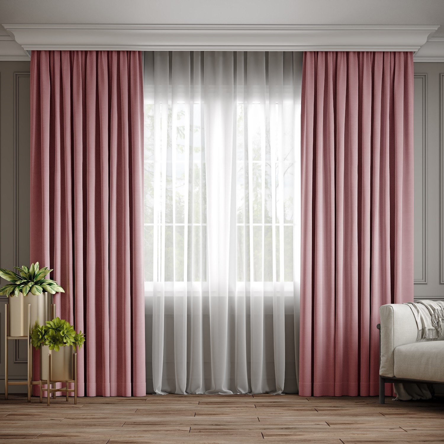 

Комплект штор Ann-Tailor микровелюр Сухая роза 300x270 см 2 шт (213)
