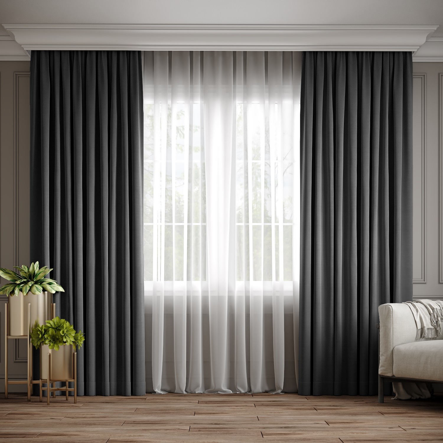 

Комплект штор Ann-Tailor микровелюр Темно-серый 300x270 см 2 шт (340)