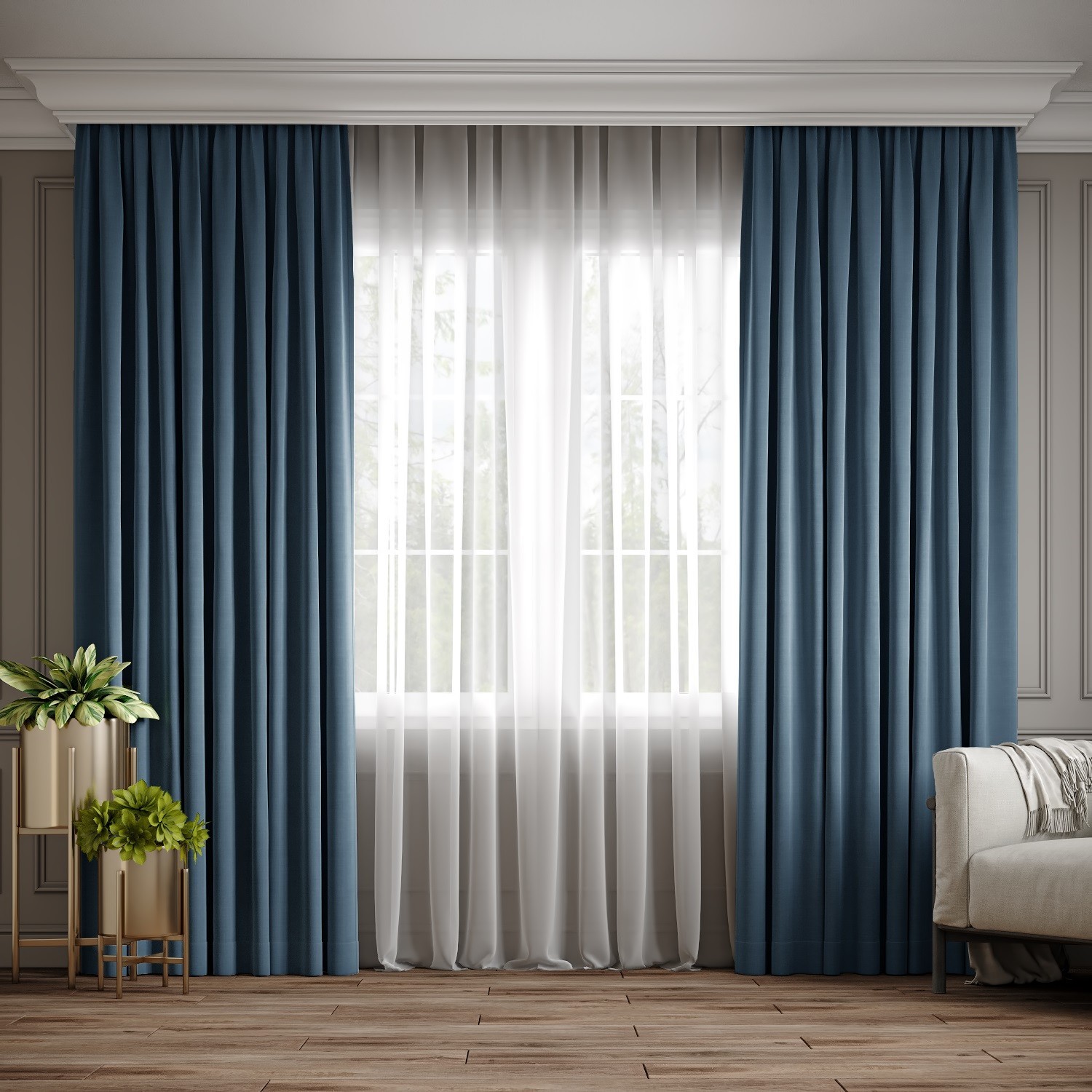 

Комплект штор Ann-Tailor микровелюр Серо-голубой 100x270 см 2 шт (114)