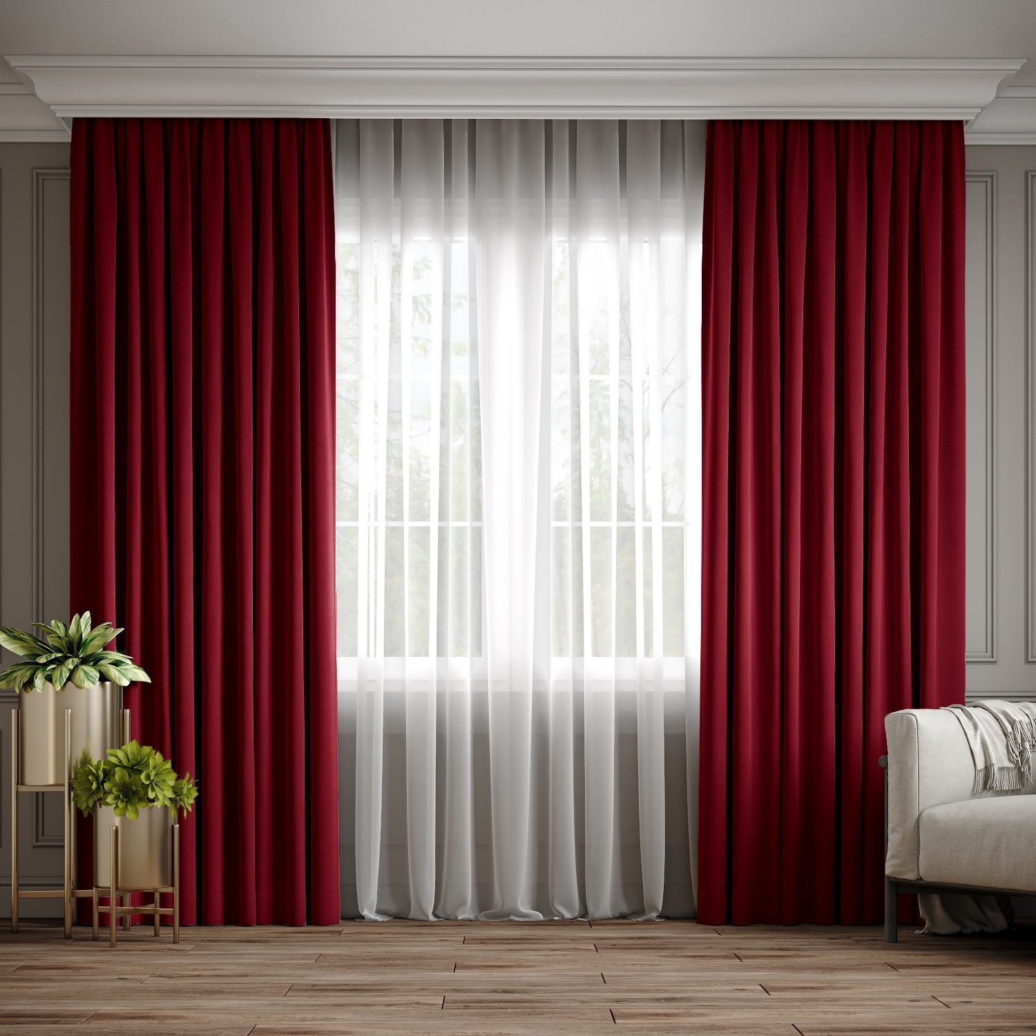 

Комплект штор Ann-Tailor микровелюр Красный 300x270 см 2 шт (113)