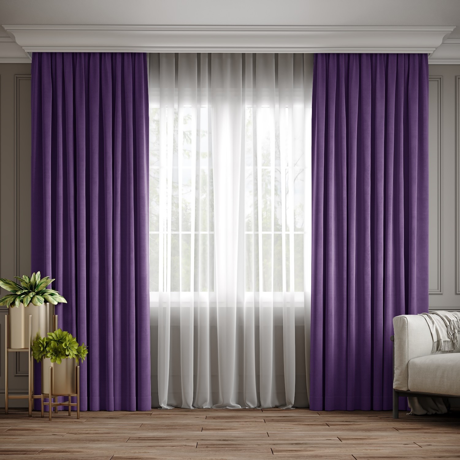 

Комплект штор Ann-Tailor микровелюр Фиолетовый 100x270 см 2 шт (98)