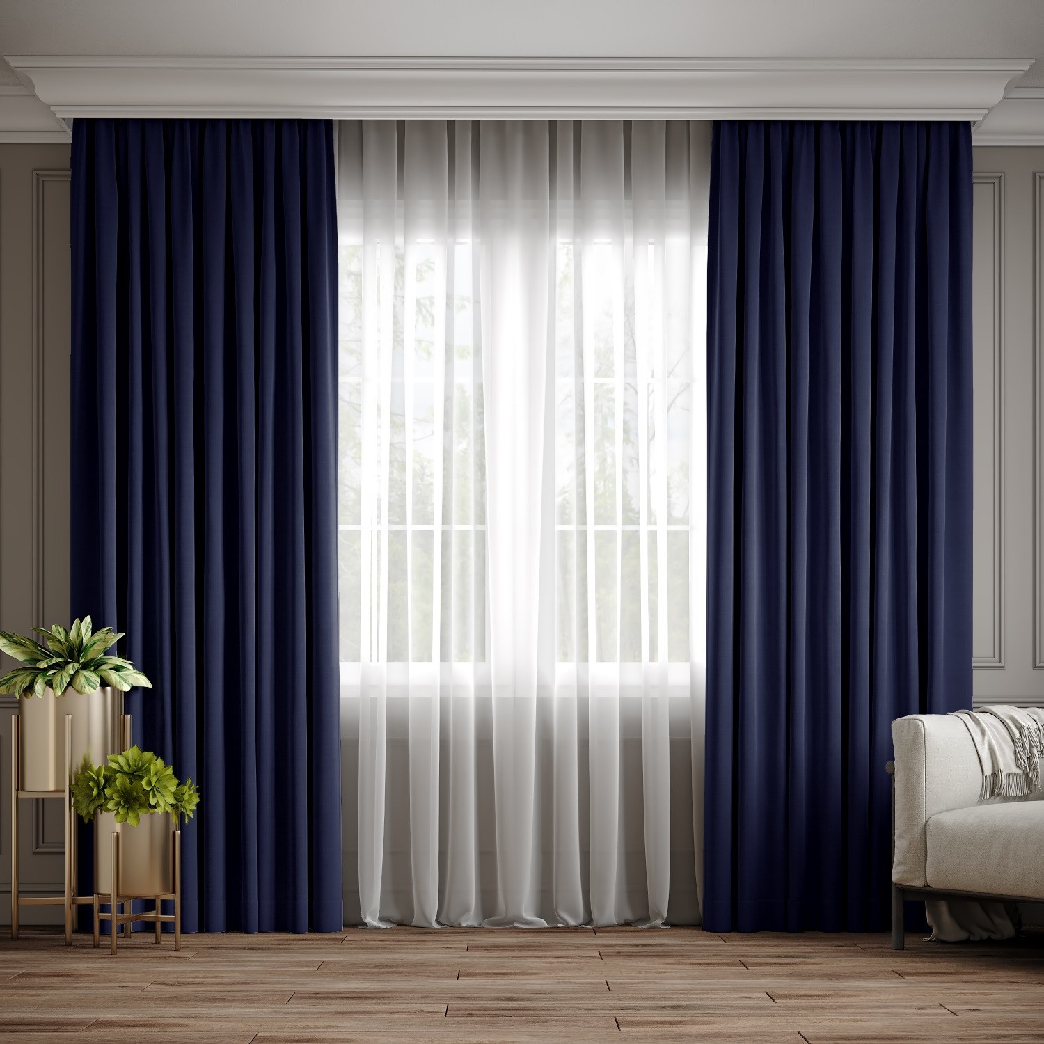 

Комплект штор Ann-Tailor микровелюр Темно-синий 250x270 см 2 шт (206)