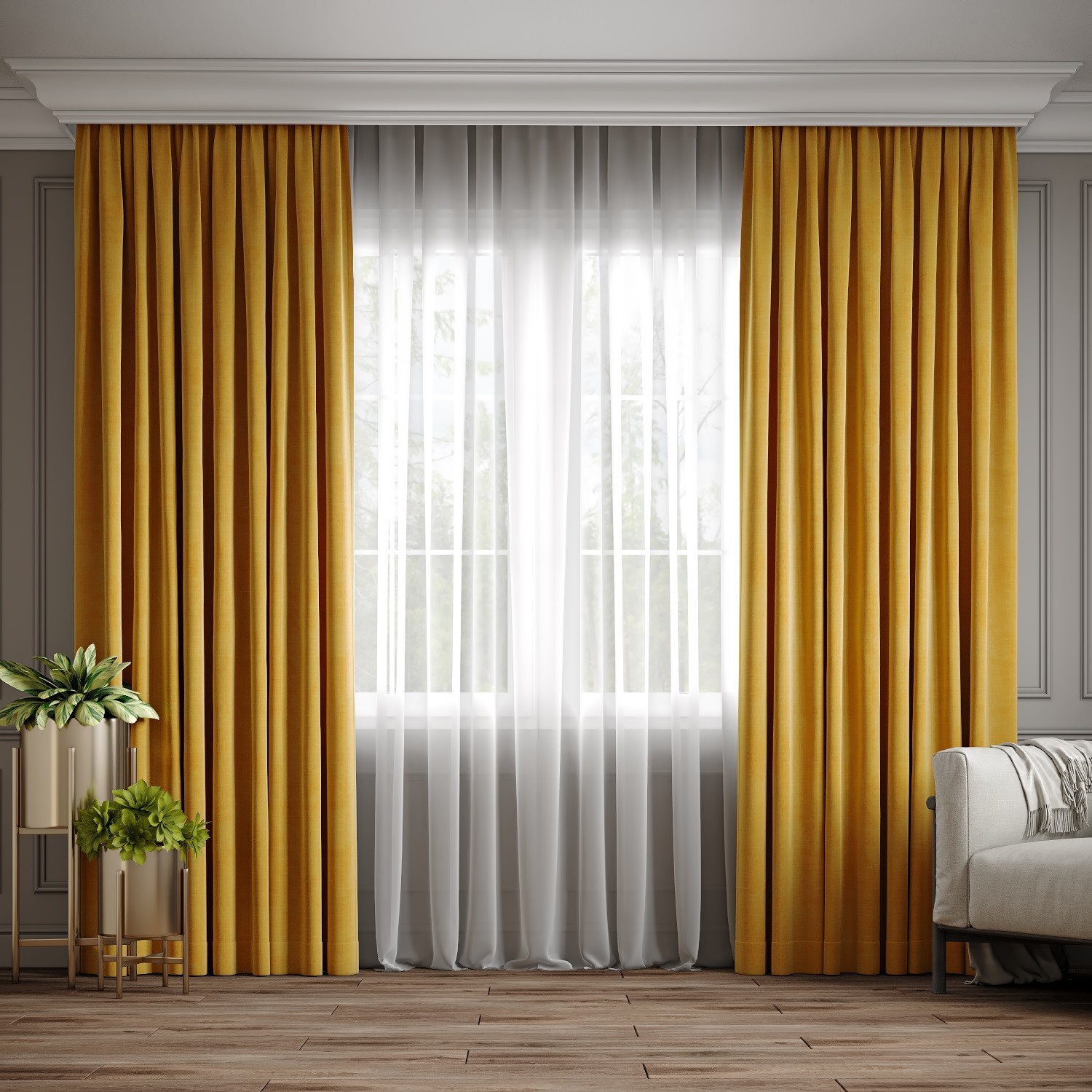 

Комплект штор Ann-Tailor микровелюр Желтый 300x270 см 2 шт (344)