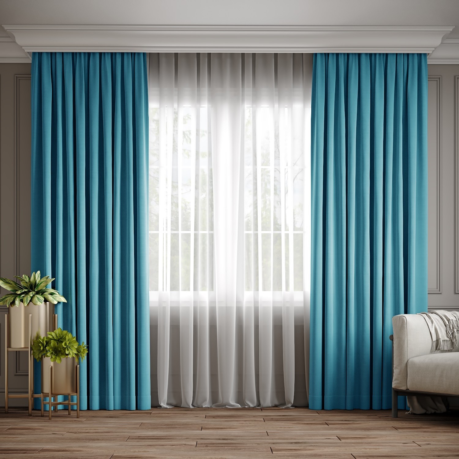 

Комплект штор Ann-Tailor микровелюр Голубой 250x270 см 2 шт (351)