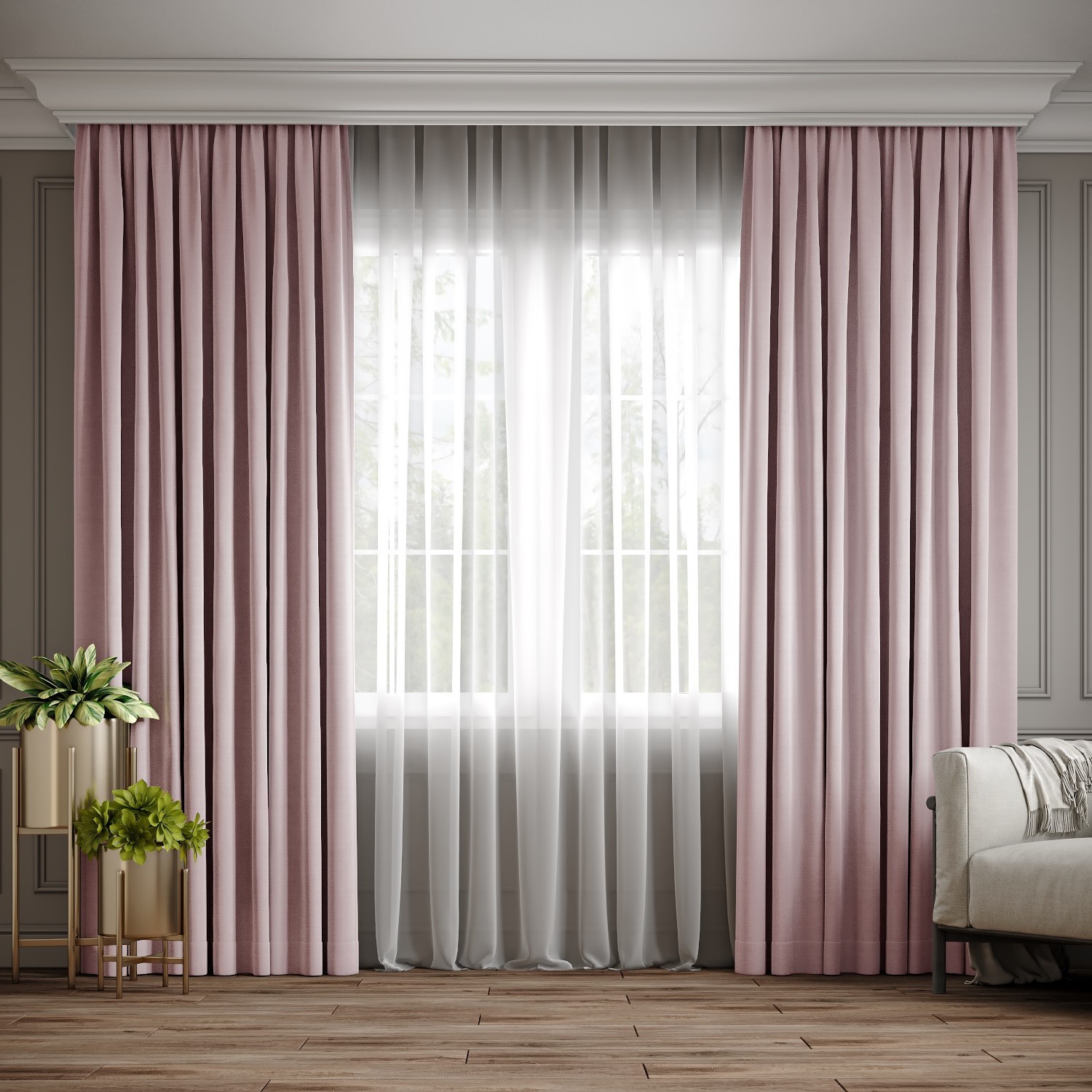 

Комплект штор Ann-Tailor микровелюр Пудра 200x270 см 2 шт (97)