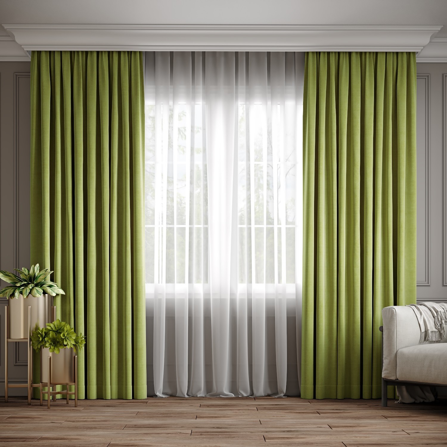 

Комплект штор Ann-Tailor микровелюр Оливковый 250x270 см 2 шт (370)
