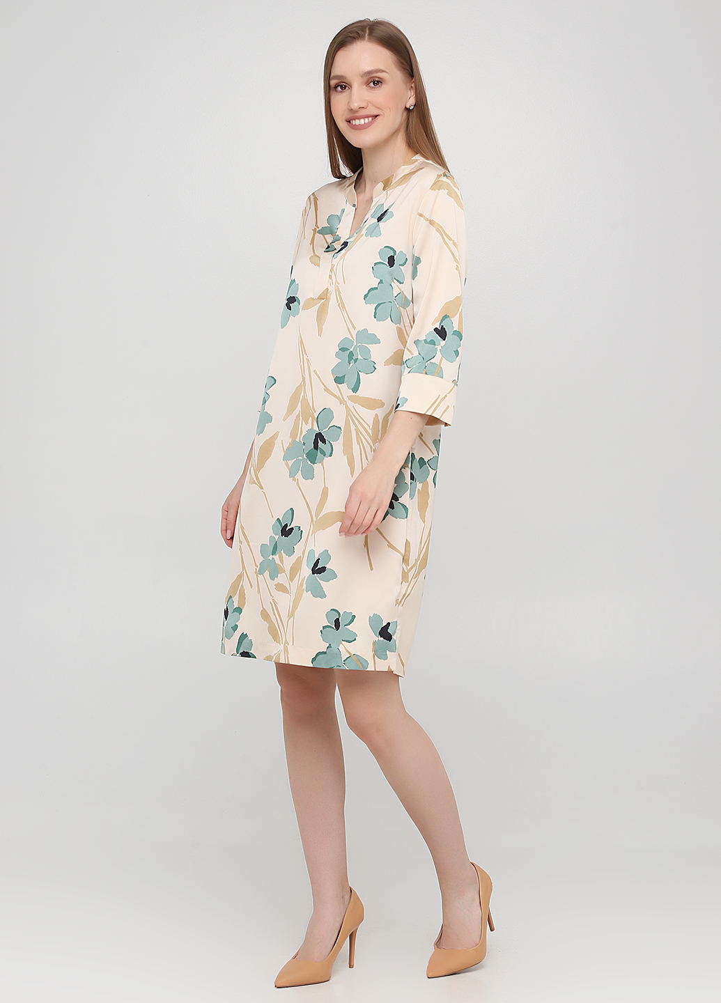 

Платье H&M  Бежевый 0803993_беж.к.зел.цв.без.пояса, Платье H&M 38 Бежевый 0803993_беж.к.зел.цв.без.пояса