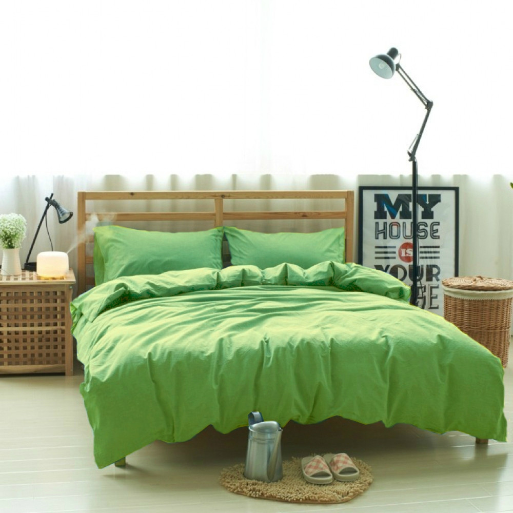 

Льняное постельное бельё Комфорт Текстиль "Фисташковый" (100% лен, на резинке, полуторное)