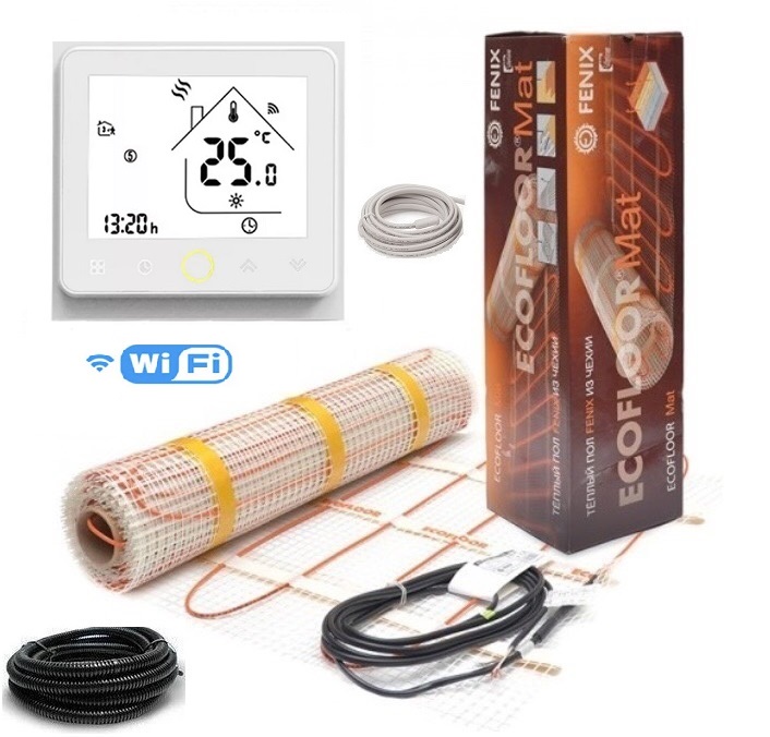 

Теплый пол Fenix двухжильный мат LDTS/160 992 Вт 6,2 м2 с программируемым сенсорным WiFi терморегулятором в комплекте (47)