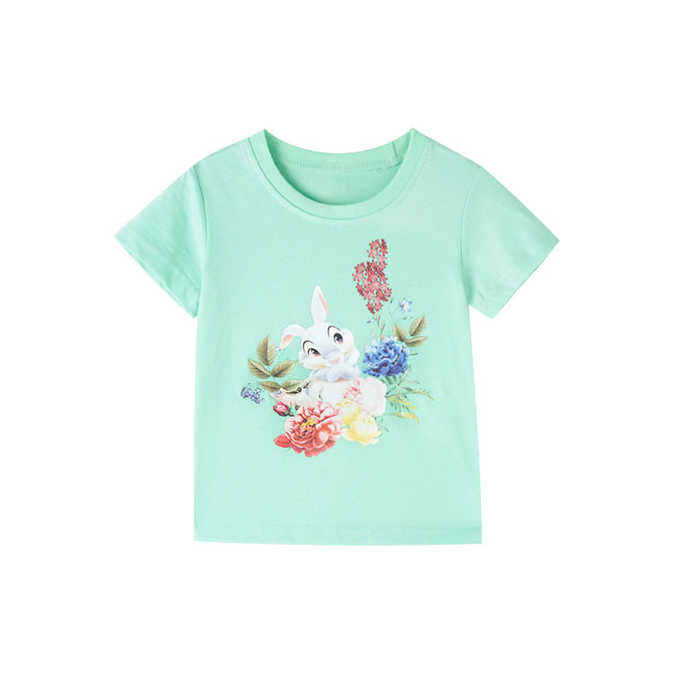 

Футболка для девочки с рисунком зайца бирюзовая Hare with flowers Berni Kids (140) Бирюзовый