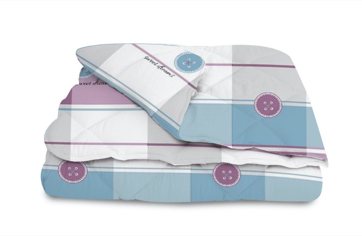 

Одеяло ТЕП "WASHED COTTON" 200*210см Светло-фиолетовый+полоска пуговица