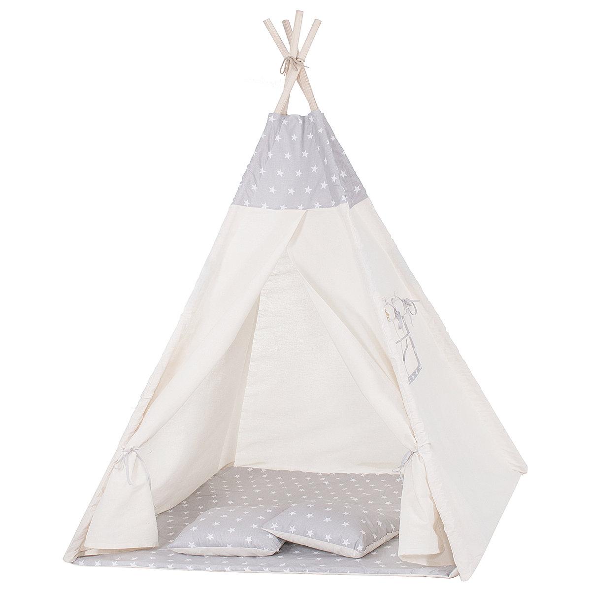 

Детская палатка Вигвам SPRINGOS TIPI Игровой домик для детей 120 х 100 см Хлопок Белый серый (TIP07) XXL