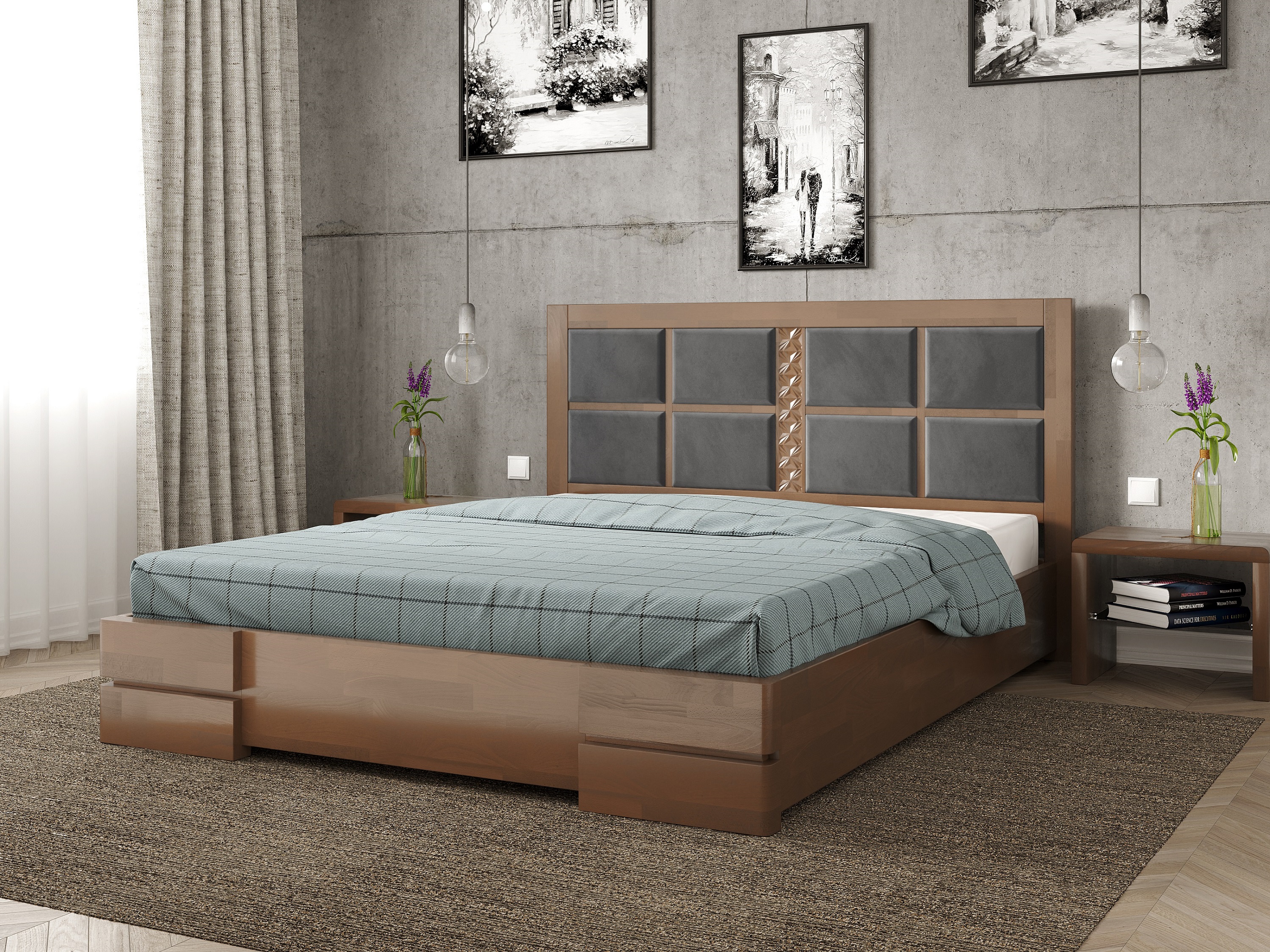 

Кровать Кардинал 2 с механизмом Arbordrev (160*200) сосна Орех + Riviera 91