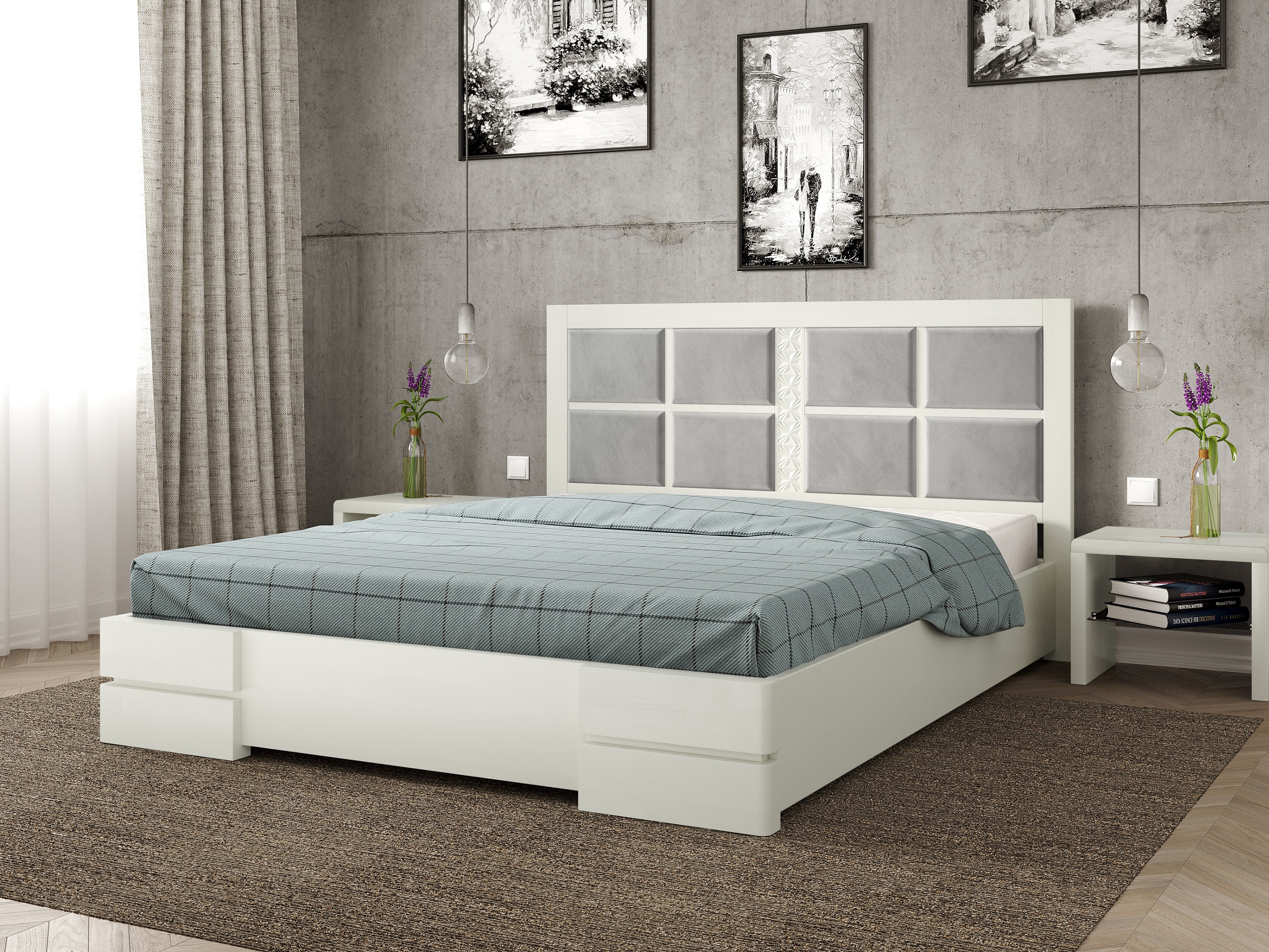 

Кровать Кардинал 2 с механизмом Arbordrev (180*200) бук Белый + Riviera 21