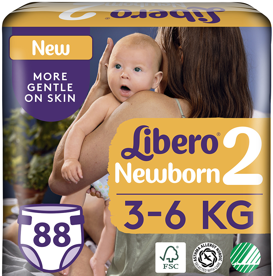 

Подгузники Libero Либеро New Born 2 3-6 кг 88 шт одноразовые (7322540731477)